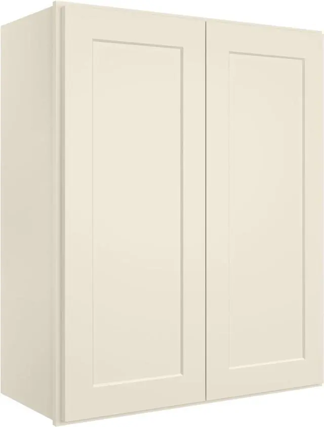 Main image of Wood Wall-Mounted Cabinet,Bathroom Medicine Cabinet with Adjustable Shelves and 2 Soft-Close Doors,Laundry Storage Cabinet for Bathroom,Kitchen,Living Room 12"D*24"W*30"H,Shaker Antique White