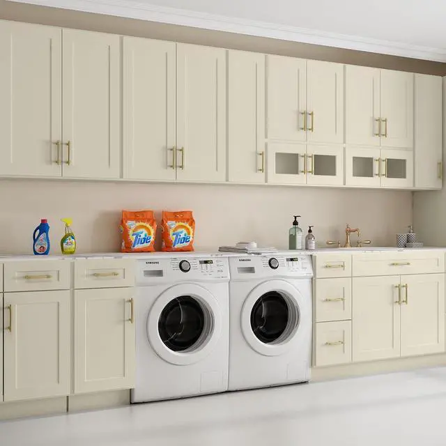 Alt view image 7 of 7 - Wood Wall-Mounted Cabinet,Bathroom Medicine Cabinet with Adjustable Shelves and 2 Soft-Close Doors,Laundry Storage Cabinet for Bathroom,Kitchen,Living Room 12"D*24"W*30"H,Shaker Antique White