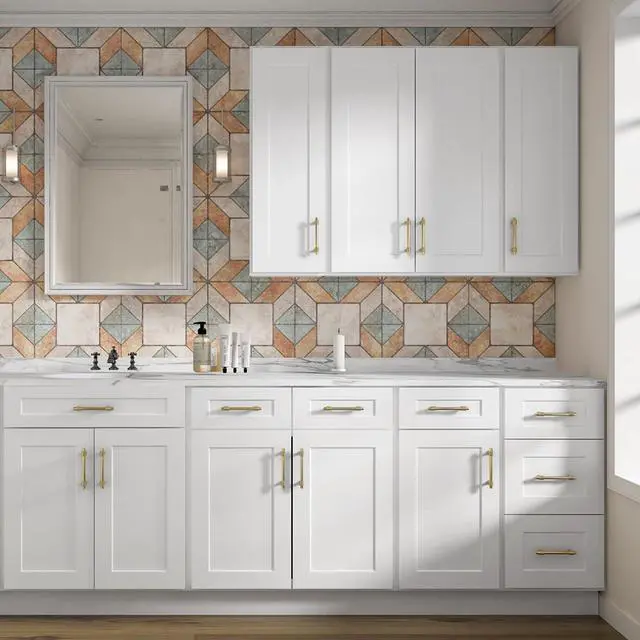 Alt view image 6 of 7 - Wood Wall-Mounted Cabinet,Bathroom Medicine Cabinet with Adjustable Shelves and 2 Soft-Close Doors,Laundry Storage Cabinet for Bathroom,Kitchen,Living Room 12" D*36" W*36" H,Shaker White