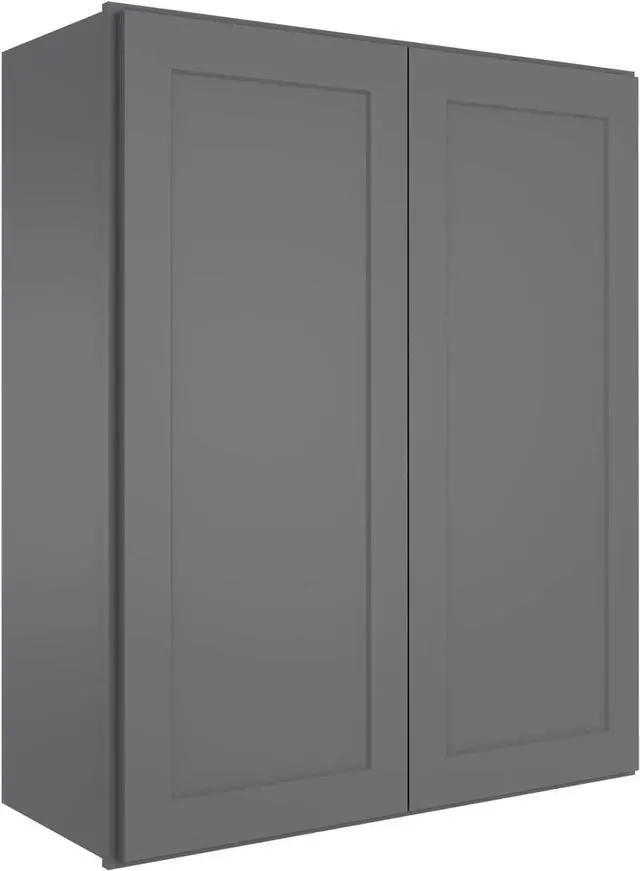 Main image of Wood Wall-Mounted Cabinet,Bathroom Medicine Cabinet with Adjustable Shelves and 2 Soft-Close Doors,Laundry Storage Cabinet for Bathroom,Kitchen,Living Room 12" D*30" W*42" H,Shaker Grey