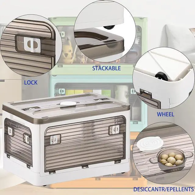 Alt view image 3 of 7 - Collapsible Storage Bins with Lids, Closet Organizers, Dorm Room Essentials, Folding Storage Box