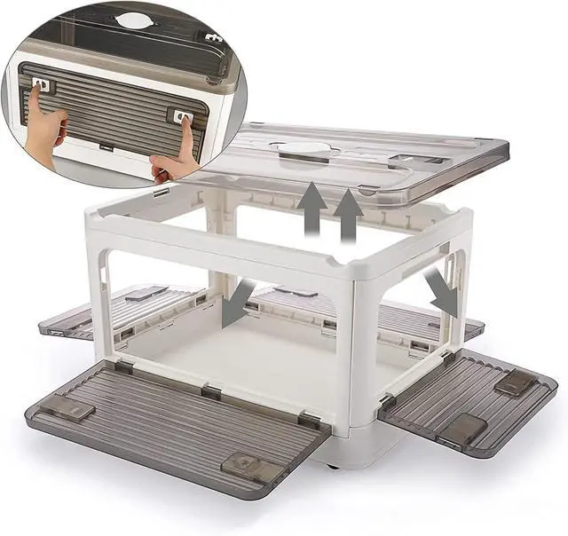 Alt view image 4 of 7 - Collapsible Storage Bins with Lids, Closet Organizers, Dorm Room Essentials, Folding Storage Box