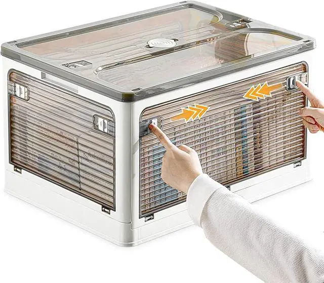 Alt view image 6 of 7 - Collapsible Storage Bins with Lids, Closet Organizers, Dorm Room Essentials, Folding Storage Box