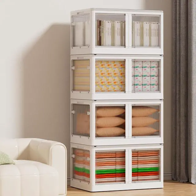 Main image of 128 GAL Large Plastic Stackable Storage Bins with Wheels and Lids - Collapsible Closet Organizer for Bedroom, Kitchen, Office