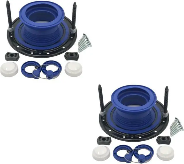 Main image of One N Done Toilet Flange Repair Kit - Toilet Kit For Low or Broken Flange. Toilet Wax Ring Replacement Kit W/Toilet Flange Extender Kit, Easy Toilet Bolts, & Toilet Caps For Bottom of Toilet. (2 Ea)