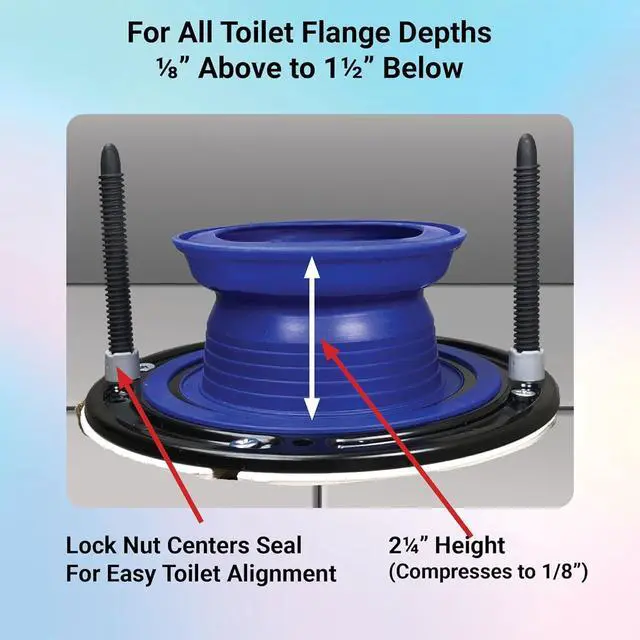 Alt view image 3 of 7 - One N Done Toilet Flange Repair Kit - Toilet Kit For Low or Broken Flange. Toilet Wax Ring Replacement Kit W/Toilet Flange Extender Kit, Easy Toilet Bolts, & Toilet Caps For Bottom of Toilet. (2 Ea)