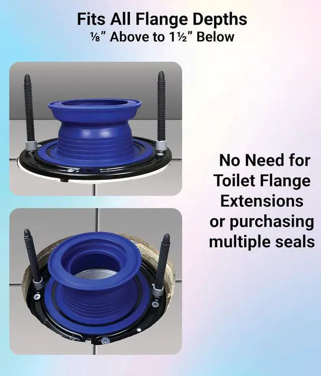 Alt view image 5 of 7 - One N Done Toilet Flange Repair Kit - Toilet Kit For Low or Broken Flange. Toilet Wax Ring Replacement Kit W/Toilet Flange Extender Kit, Easy Toilet Bolts, & Toilet Caps For Bottom of Toilet. (2 Ea)