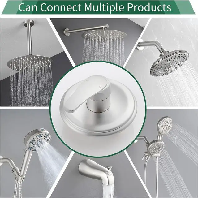 Alt view image 5 of 6 - Wall Mount Rough-In Valve Shower Valves Shower Faucet Bathroom Trim Kit Single Handle Tub Shower Valve Mixer Brushed Nickel