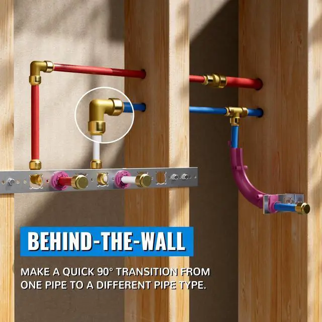 Alt view image 5 of 7 - 1/2 Inch 90 Degree Elbow, Push Pex Elbow 1/2 Inch, No Lead Brass Push-to-Connect Plumbing Fittings for PEX Pipe, Copper, CPVC, with 1 Disconnect Clip, Pack of 12