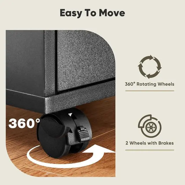 Alt view image 4 of 5 - 7 Drawer Mobile File Cabinet Under Desk Storage Organization with Wheels Vertical Filing Chest Rolling Wood Small Desk Printer Stand for Home Office, 15.75"D x 18.74"W x 34.25"H, Black