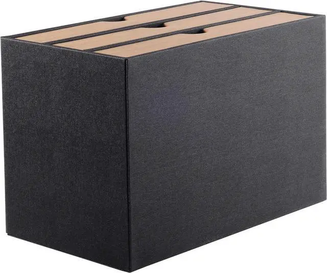 Alt view image 6 of 7 - Fashion Multicolor Collocation Leather Desk Organizer File Cabinet Executive Office Supplies Desktop Filing A4 Contract Document Stackable Storage Box with 3 Drawers (Black)