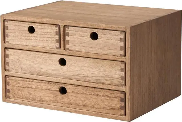 Main image of Wood Desktop Storage Cabinet/Workspace Document Office Necessity Organizer with 4 Drawers/Home,Office Letter Mail Sorter with 3 Levels/Hold Makeup Box (BR, 3-Layer &4 Drawers)