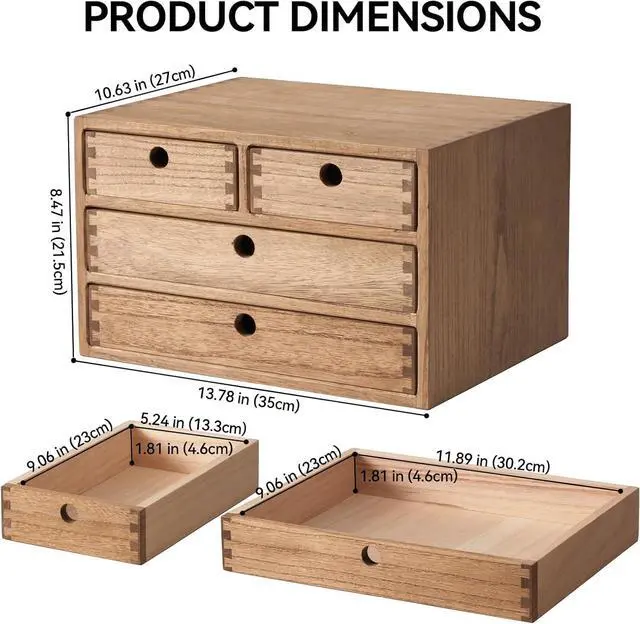 Alt view image 3 of 7 - Wood Desktop Storage Cabinet/Workspace Document Office Necessity Organizer with 4 Drawers/Home,Office Letter Mail Sorter with 3 Levels/Hold Makeup Box (BR, 3-Layer &4 Drawers)