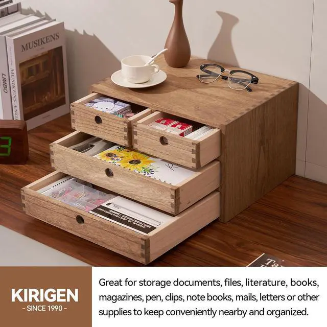 Alt view image 5 of 7 - Wood Desktop Storage Cabinet/Workspace Document Office Necessity Organizer with 4 Drawers/Home,Office Letter Mail Sorter with 3 Levels/Hold Makeup Box (BR, 3-Layer &4 Drawers)