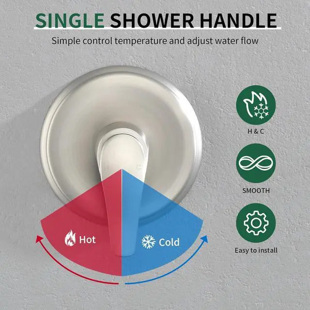 Alt view image 3 of 6 - Wall Mount Rough-In Valve Shower Valves Shower Faucet Bathroom Trim Kit Single Handle Tub Shower Valve Mixer Brushed Nickel