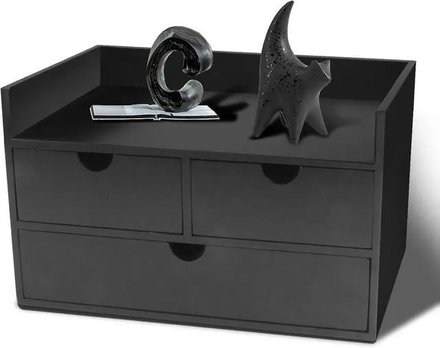 Main image of Desk Organizer with Drawers Countertop Drawer Organizer Drawers for Desk Top Home Office Workspace Bathroom Toiletries Supplies (black with shelf)