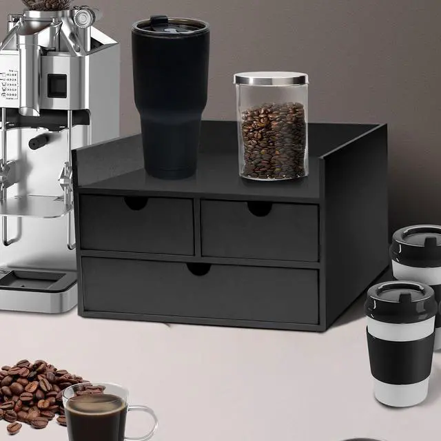 Alt view image 5 of 7 - Desk Organizer with Drawers Countertop Drawer Organizer Drawers for Desk Top Home Office Workspace Bathroom Toiletries Supplies (black with shelf)