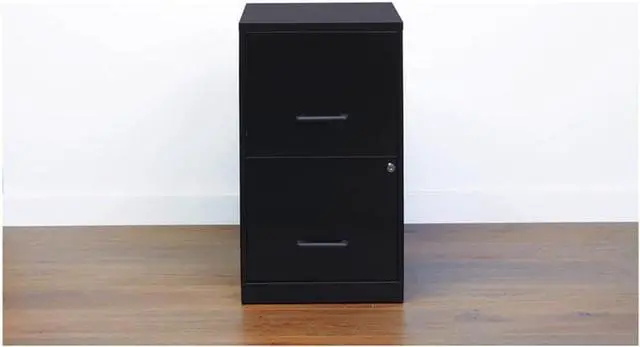 Alt view image 2 of 7 - 2 Drawers 24.5" Vertical Black Metal Filing Cabinet Lockable Pre-Assembled Stationary Letter Size for Home, Office