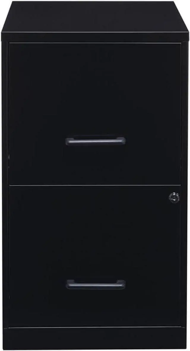 Alt view image 3 of 7 - 2 Drawers 24.5" Vertical Black Metal Filing Cabinet Lockable Pre-Assembled Stationary Letter Size for Home, Office