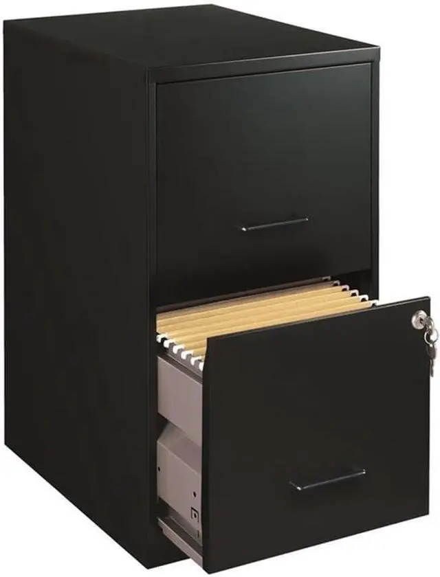 Alt view image 4 of 7 - 2 Drawers 24.5" Vertical Black Metal Filing Cabinet Lockable Pre-Assembled Stationary Letter Size for Home, Office