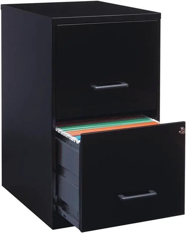 Alt view image 5 of 7 - 2 Drawers 24.5" Vertical Black Metal Filing Cabinet Lockable Pre-Assembled Stationary Letter Size for Home, Office