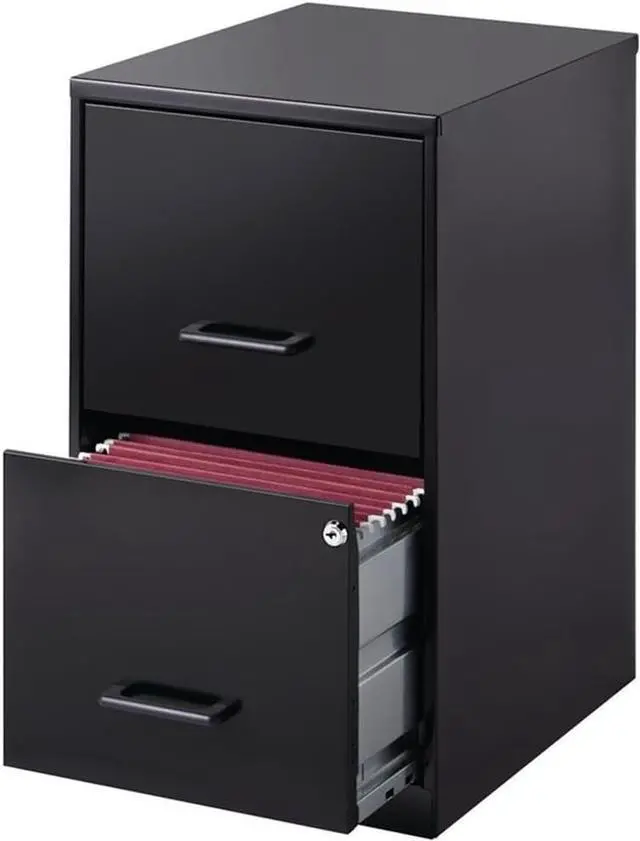 Alt view image 6 of 7 - 2 Drawers 24.5" Vertical Black Metal Filing Cabinet Lockable Pre-Assembled Stationary Letter Size for Home, Office