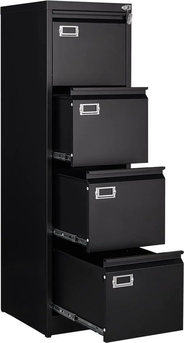 Main image of 4 Drawer File Cabinet, Filing Cabinets for Home Office, Metal Vertical File Storage Cabinet with Lock, Locking File Cabinet for A4 Legal/Letter, 15" W x 17.7" D x 50.1" H, Assembly Required
