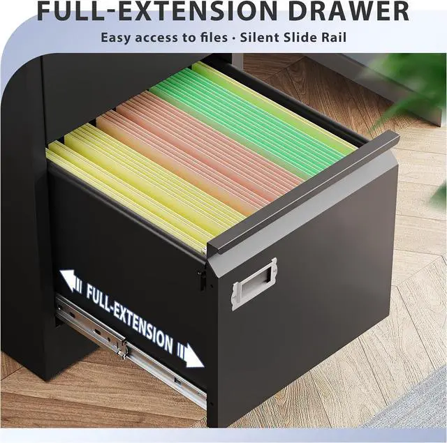 Alt view image 5 of 7 - 4 Drawer File Cabinet, Filing Cabinets for Home Office, Metal Vertical File Storage Cabinet with Lock, Locking File Cabinet for A4 Legal/Letter, 15" W x 17.7" D x 50.1" H, Assembly Required