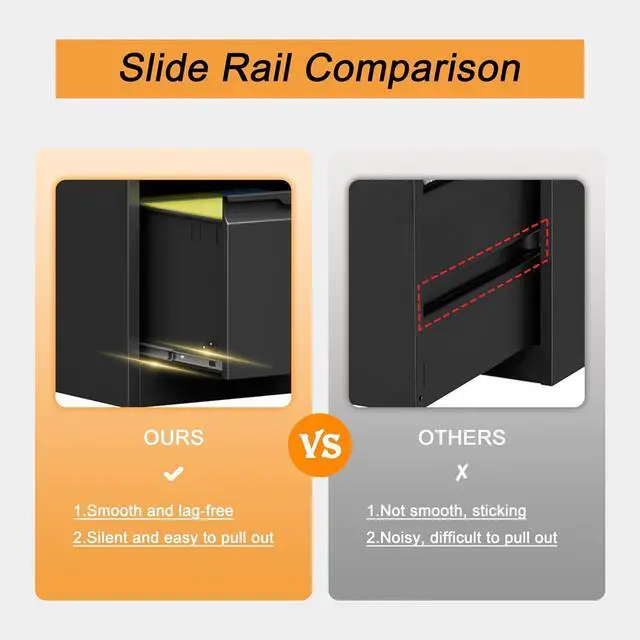 Alt view image 7 of 7 - 2 Drawer File Cabinet, 17.8" Deep Filing Cabinet for Home Office, Metal Vertical File Cabinet with Lock for Letter/Legal/A4/F4 Size, Easy Assemble (Black)