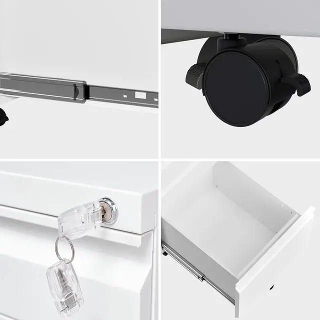 Alt view image 4 of 6 - Under Desk File Cabinet, 3 Drawers Mobile Metal Filing Cabinet with Lock and Wheels for Home Office Letter/Legal/A4