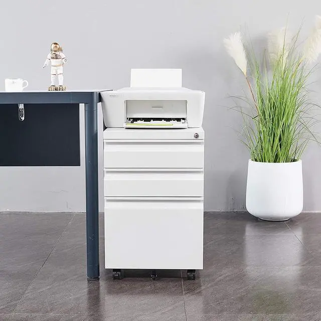 Alt view image 6 of 6 - Under Desk File Cabinet, 3 Drawers Mobile Metal Filing Cabinet with Lock and Wheels for Home Office Letter/Legal/A4