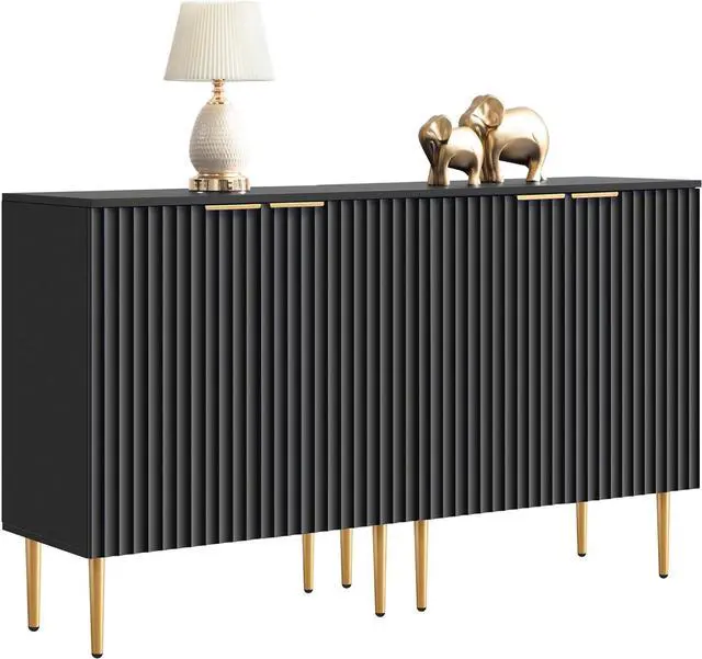 Main image of 57" Modern Sideboard Buffet Cabinet - Elegant Storage Credenza with 4 Doors & Adjustable Shelf, Space-Saving Console Coffee Bar Table for Entryway, Kitchen, Living Room or Hallway