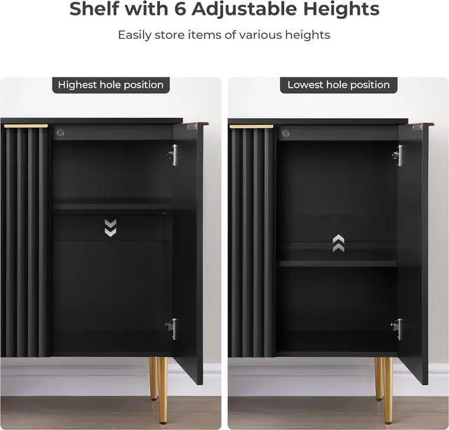 Alt view image 5 of 7 - 57" Modern Sideboard Buffet Cabinet - Elegant Storage Credenza with 4 Doors & Adjustable Shelf, Space-Saving Console Coffee Bar Table for Entryway, Kitchen, Living Room or Hallway