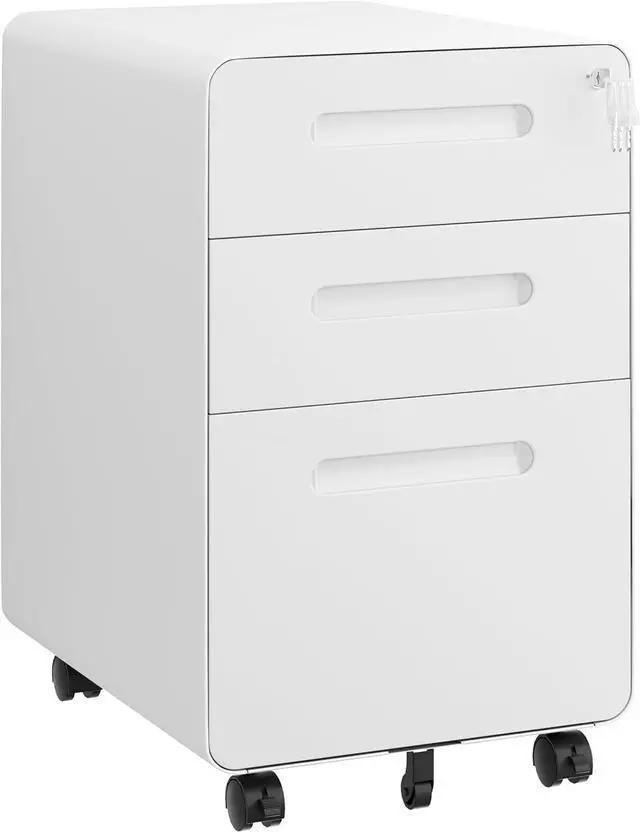 Main image of 3 Drawer File Cabinet with Lock and 4 Keys, Mobile Metal Filing Cabinet, File Cabinets for Home Office, Under Desk, Pre-Assembly, File Drawer, Letter/Legal/A4 Hanging File Folders