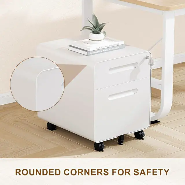 Alt view image 7 of 7 - 2 Drawer File Cabinet with Lock and 4 Keys, Mobile Metal Filing Cabinet, File Cabinets for Home Office, Under Desk, Pre-Assembly, File Drawer, Letter/Legal/A4 Hanging File Folders