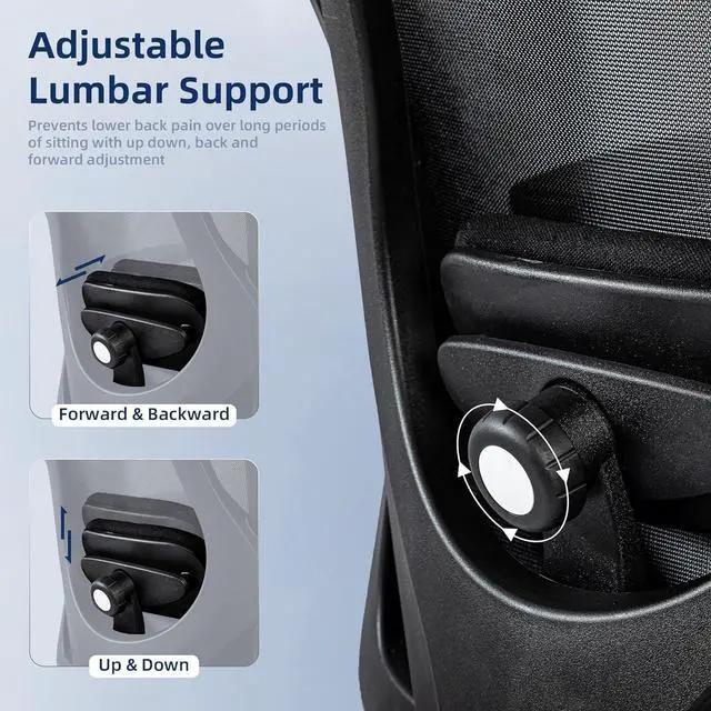 Alt view image 6 of 7 - Office Chair 500lbs Ergonomic Mesh Desk Chair for Heavy People, Heavy Duty Office Chair with Wide Thick Seat Cushion, 4D Armrest, Adjustable Headrest & Lumbar Support Computer Chair