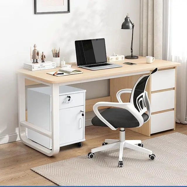 Alt view image 7 of 7 - Mobile File Cabinet with Lockable Drawer & Door, Under Desk Storage Cabinet with 360°Swivel Wheels, Wooden Stationery Storage Cabinet for Legal/Letter/ A4 Documents (White)