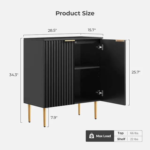Alt view image 3 of 7 - 57" Modern Sideboard Buffet Cabinet - Elegant Storage Credenza with 4 Doors & Adjustable Shelf, Space-Saving Console Coffee Bar Table for Entryway, Kitchen, Living Room or Hallway