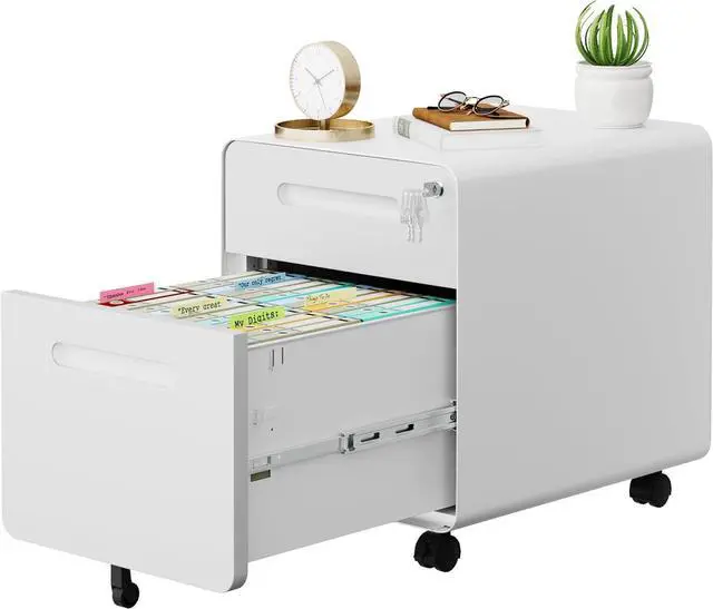 Main image of 2 Drawer File Cabinet with Lock and 4 Keys, Mobile Metal Filing Cabinet, File Cabinets for Home Office, Under Desk, Pre-Assembly, File Drawer, Letter/Legal/A4 Hanging File Folders