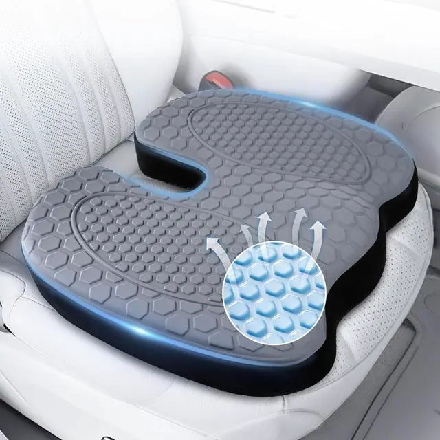 Main image of Seat Cushion - Foam Seat Cushion for Office Chairs & Car Cooling Gel Memory - Seatssciatica & Hip & Coccyx Pain Relief Desk Chair Cushion for Long Sitting Office Workers, Gaming, Car Drivers
