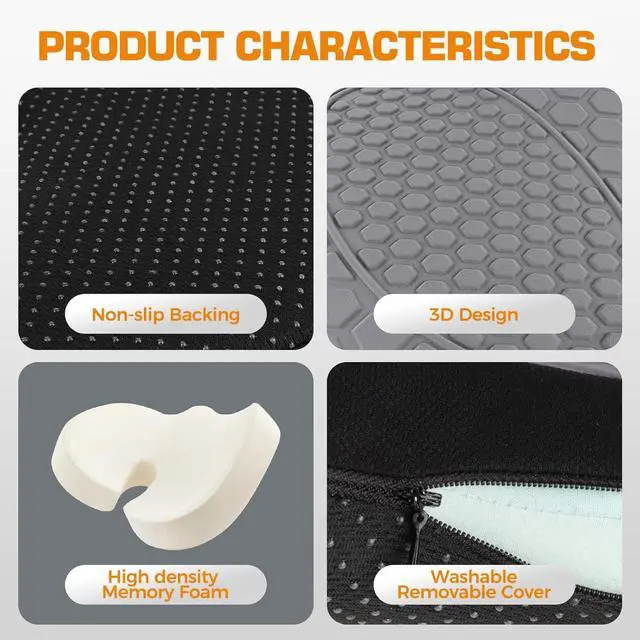 Alt view image 7 of 7 - Seat Cushion - Foam Seat Cushion for Office Chairs & Car Cooling Gel Memory - Seatssciatica & Hip & Coccyx Pain Relief Desk Chair Cushion for Long Sitting Office Workers, Gaming, Car Drivers