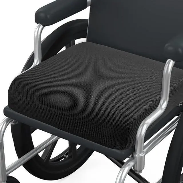 Main image of Thick Memory Foam & Gel Seat Cushion, 18"X16"X4" Large Chair Cushion for Wheelchair Mobility Scooters, with Non-Slip Bottom and Carry Handle (Black)