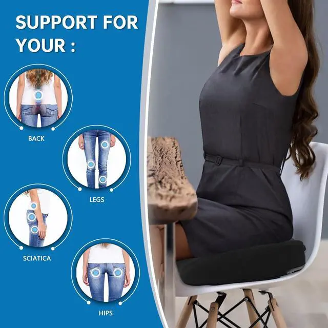 Alt view image 4 of 6 - Thick Memory Foam & Gel Seat Cushion, 18"X16"X4" Large Chair Cushion for Wheelchair Mobility Scooters, with Non-Slip Bottom and Carry Handle (Black)