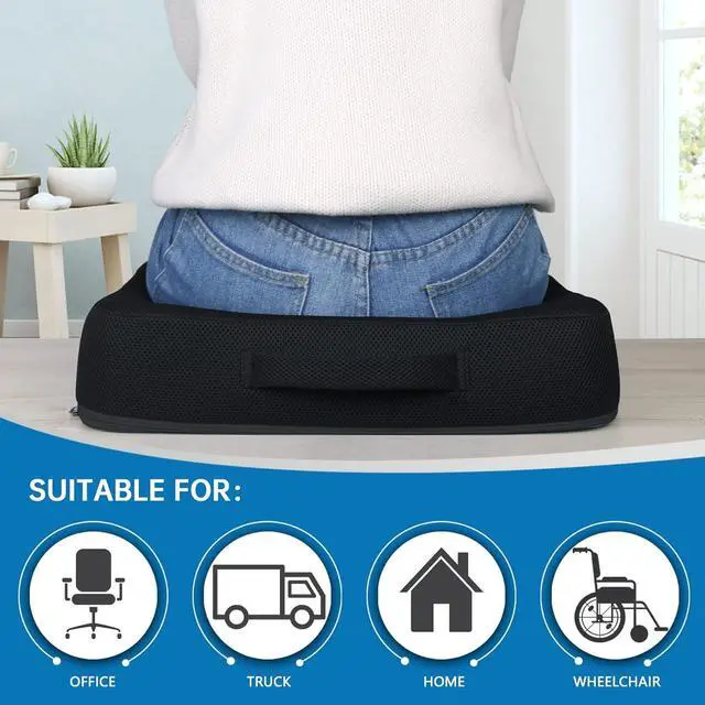 Alt view image 6 of 6 - Thick Memory Foam & Gel Seat Cushion, 18"X16"X4" Large Chair Cushion for Wheelchair Mobility Scooters, with Non-Slip Bottom and Carry Handle (Black)