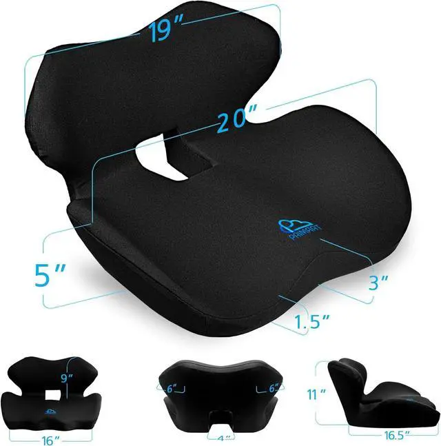 Alt view image 2 of 7 - Ergonomic Memory Foam Seat Cushion for Office Chair, Car Seat, Gaming Chair, Dining Chairs| Sciatica, Tailbone & Coccyx Pain and Pressure Relief | Lumbar & Lower Back Support | Orthopedic Design