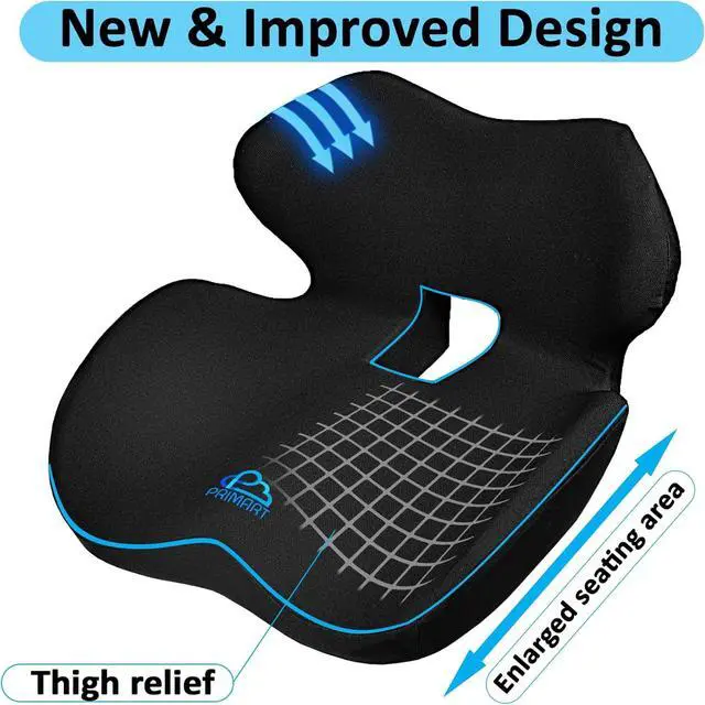 Alt view image 3 of 7 - Ergonomic Memory Foam Seat Cushion for Office Chair, Car Seat, Gaming Chair, Dining Chairs| Sciatica, Tailbone & Coccyx Pain and Pressure Relief | Lumbar & Lower Back Support | Orthopedic Design