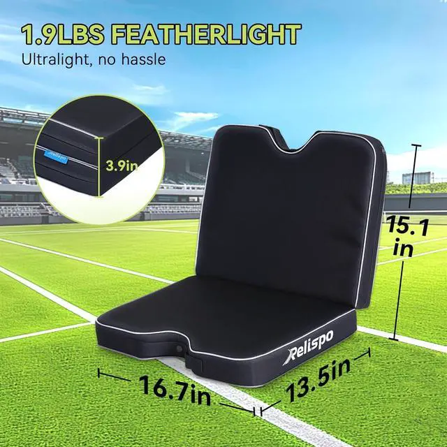 Alt view image 4 of 7 - 3-in-1 Stadium Seat Cushion, Premium Memory Foam & High-Density Foam Bleacher Cushion, Anti-Slip Waterproof Portable Stadium Cushion for Bleachers, Sports Events, Camping