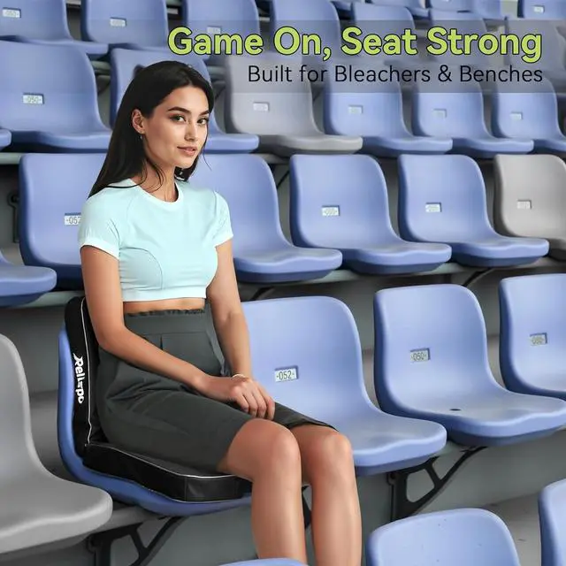 Alt view image 7 of 7 - 3-in-1 Stadium Seat Cushion, Premium Memory Foam & High-Density Foam Bleacher Cushion, Anti-Slip Waterproof Portable Stadium Cushion for Bleachers, Sports Events, Camping