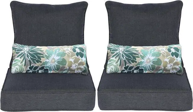 Main image of Outdoor Chair Cushion, 24 x 24 Inch Water-Resistant, Fade-Resistant Olefin Fabric Patio Seat Cushions with Removable Cover and Adjustable Straps for Outdoor Furniture, Set of 2, Charcoal