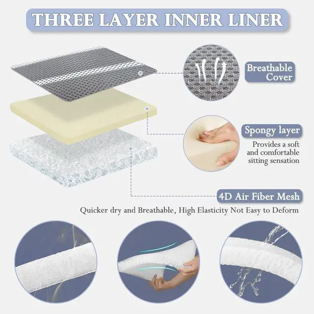 Alt view image 3 of 6 - Adult Booster Seat Cushion Extra Firm Riser Chair Cushions for Elderly Washable Thick Chair Lift Pads to Raise Height for Couch, Home, Patio, Office Seat